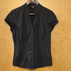 a.n.a Black Short-Sleeve Button Shirt